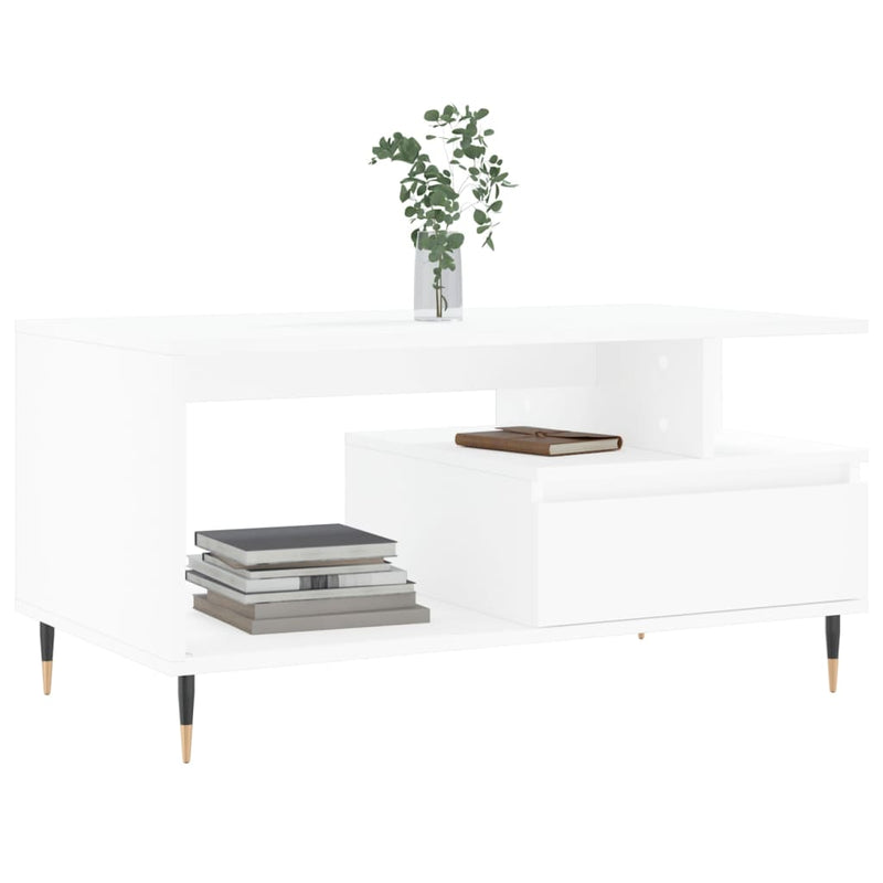 vidaXL fehér szerelt fa dohányzóasztal 90x49x45 cm