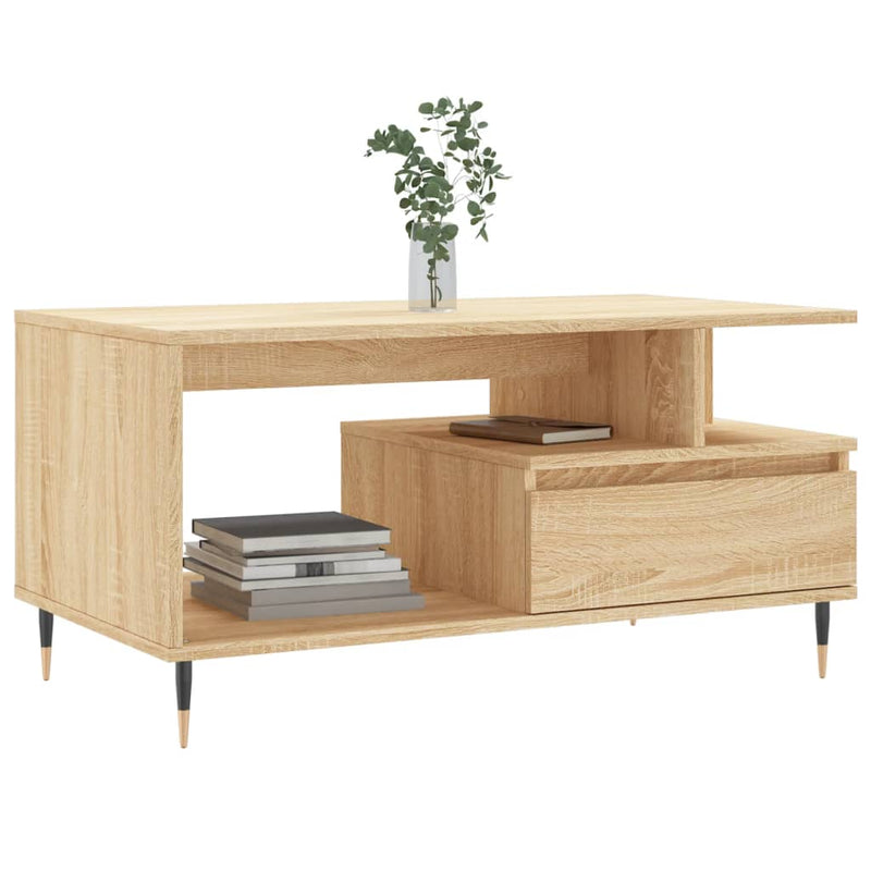 vidaXL sonoma tölgy színű szerelt fa dohányzóasztal 90x49x45 cm