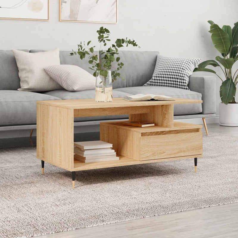 vidaXL sonoma tölgy színű szerelt fa dohányzóasztal 90x49x45 cm