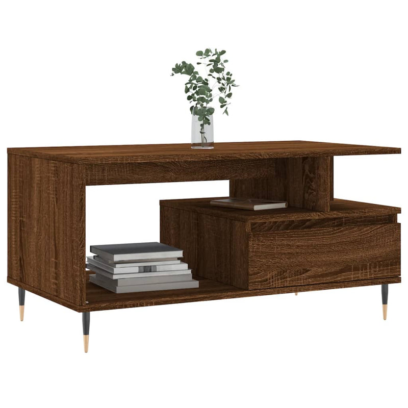 vidaXL barna tölgyszínű szerelt fa dohányzóasztal 90x49x45 cm