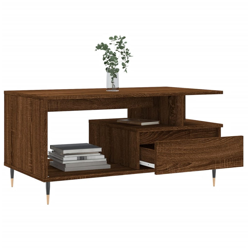 vidaXL barna tölgyszínű szerelt fa dohányzóasztal 90x49x45 cm