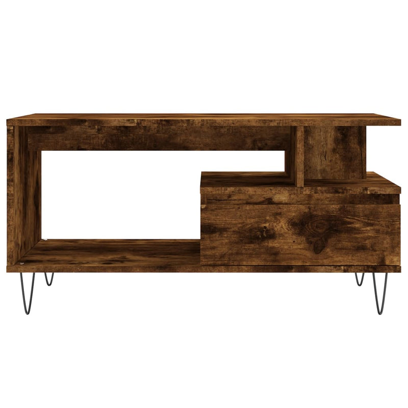vidaXL füstös tölgy színű szerelt fa dohányzóasztal 90x49x45 cm