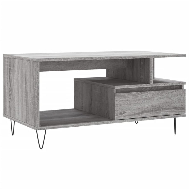 vidaXL szürke sonoma szerelt fa dohányzóasztal 90x49x45 cm