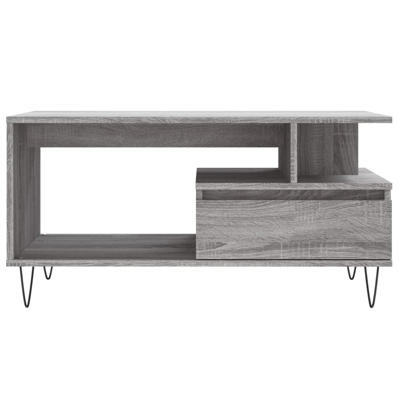 vidaXL szürke sonoma szerelt fa dohányzóasztal 90x49x45 cm