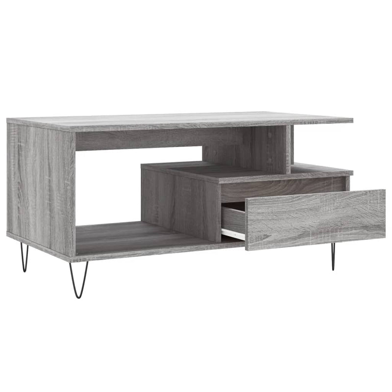 vidaXL szürke sonoma szerelt fa dohányzóasztal 90x49x45 cm