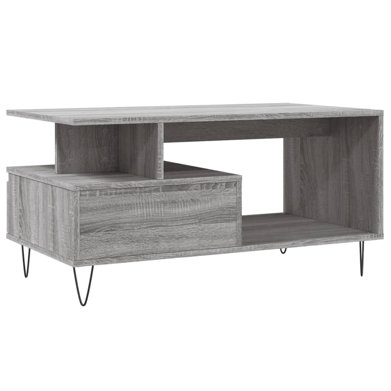 vidaXL szürke sonoma szerelt fa dohányzóasztal 90x49x45 cm