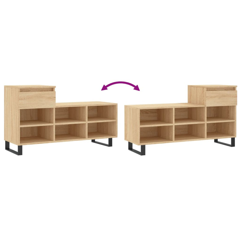 vidaXL sonoma tölgy színű szerelt fa cipőszekrény 102x36x60 cm