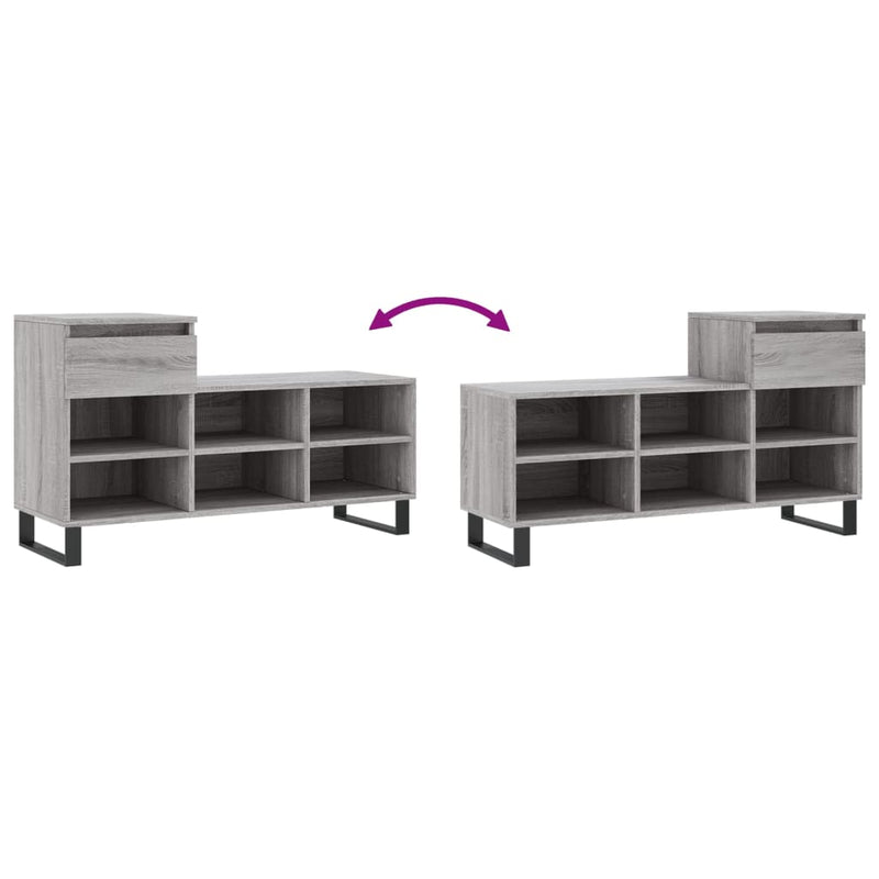 vidaXL szürke sonoma színű szerelt fa cipősszekrény 102x36x60 cm