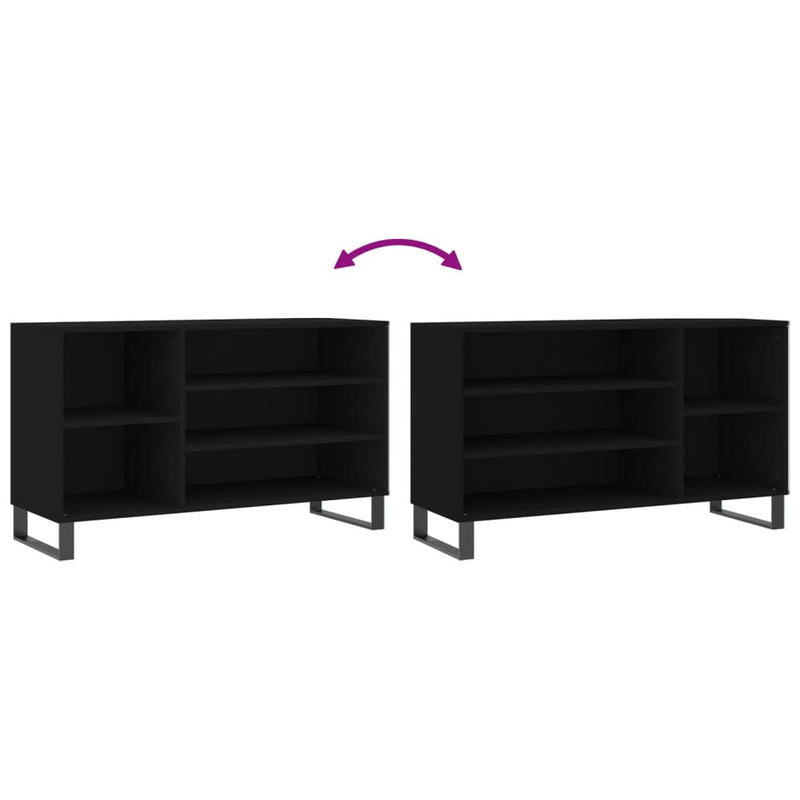 vidaXL fekete szerelt fa cipősszekrény 102x36x60 cm