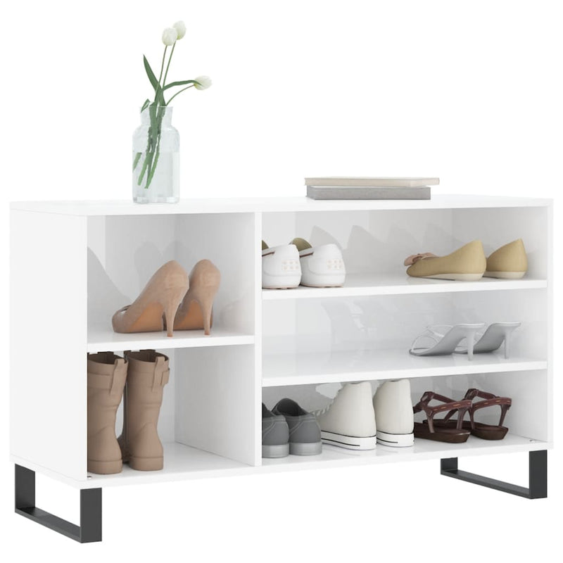 vidaXL magasfényű fehér szerelt fa cipősszekrény 102x36x60 cm