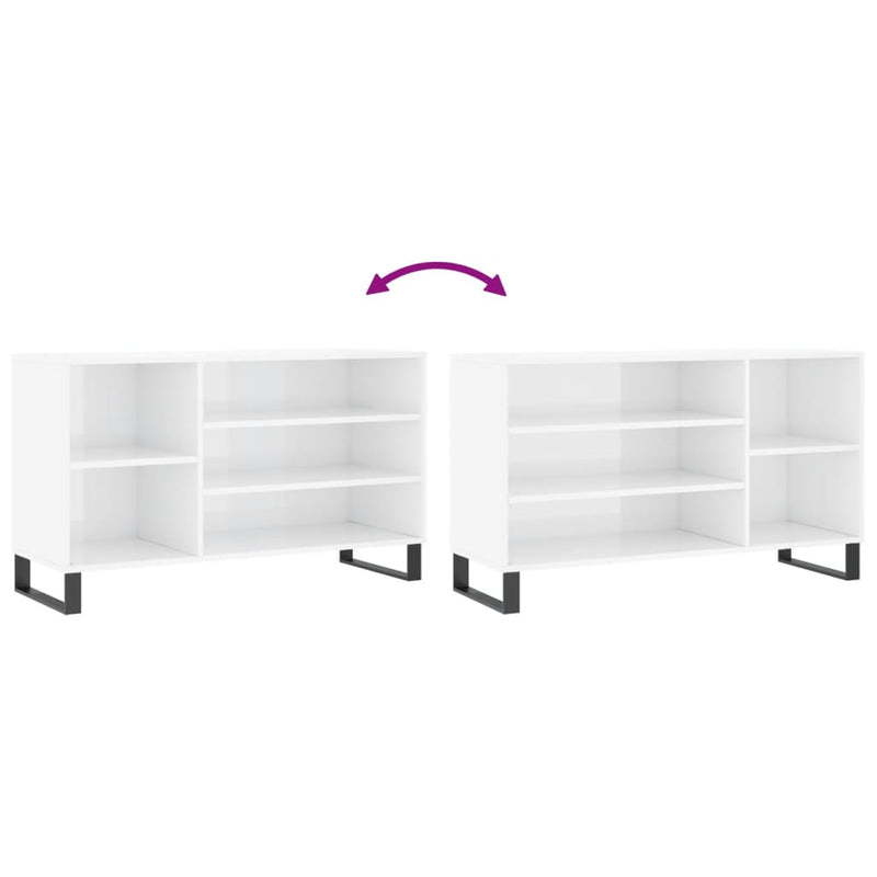 vidaXL magasfényű fehér szerelt fa cipősszekrény 102x36x60 cm