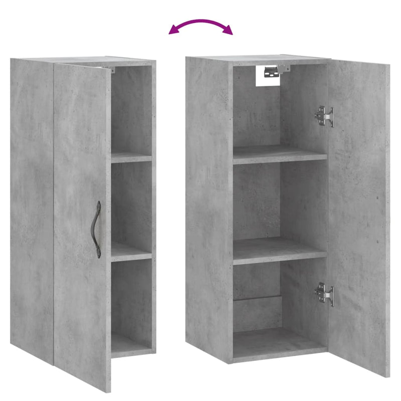 vidaXL betonszürke szerelt fa fali szekrény 34,5x34x90 cm