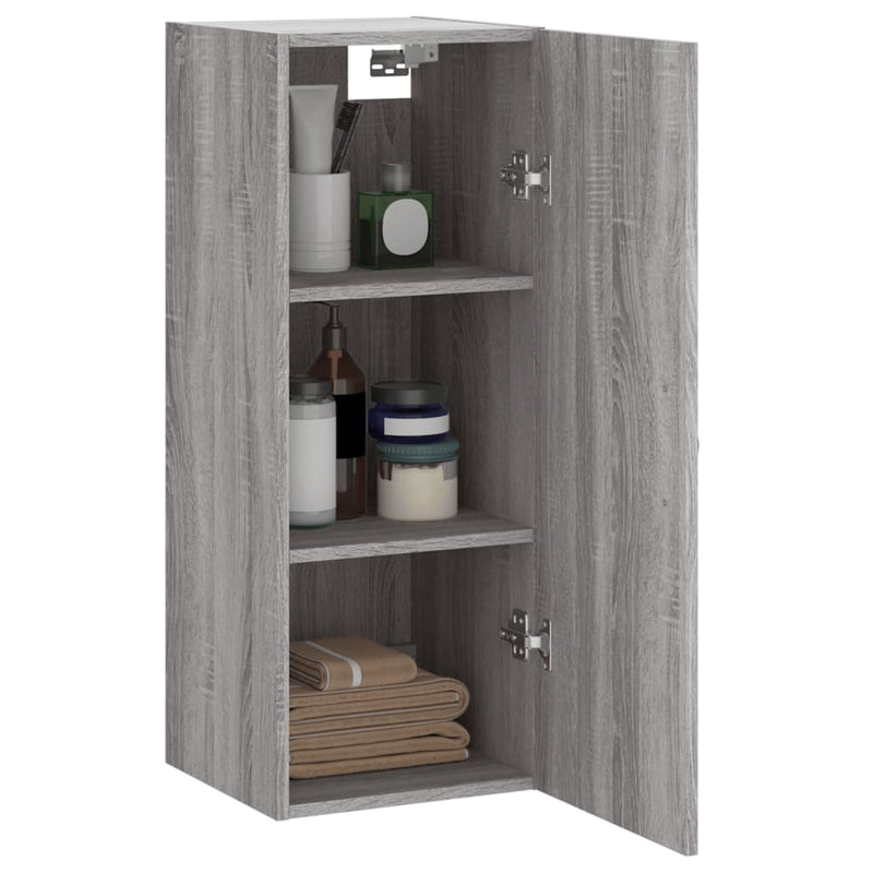 vidaXL szürke sonoma szerelt fa fali szekrény 34,5x34x90 cm