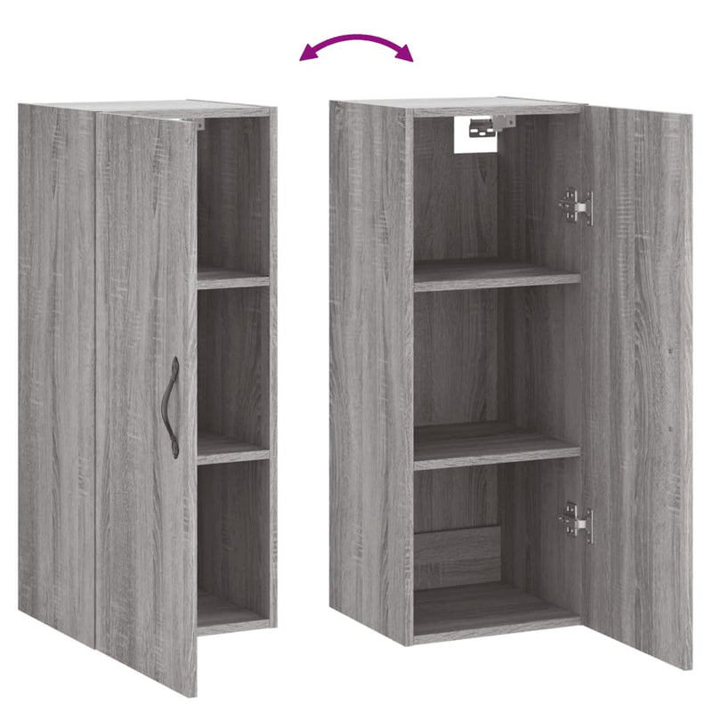 vidaXL szürke sonoma szerelt fa fali szekrény 34,5x34x90 cm