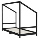 vidaXL fekete tömör fenyőfa gyerekágykeret 90 x 190 cm