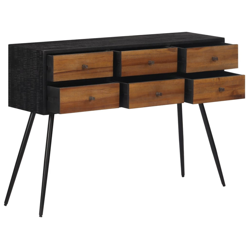 vidaXL tömör újrahasznosított tíkfa tálalóasztal fiókkal 116x30x76 cm