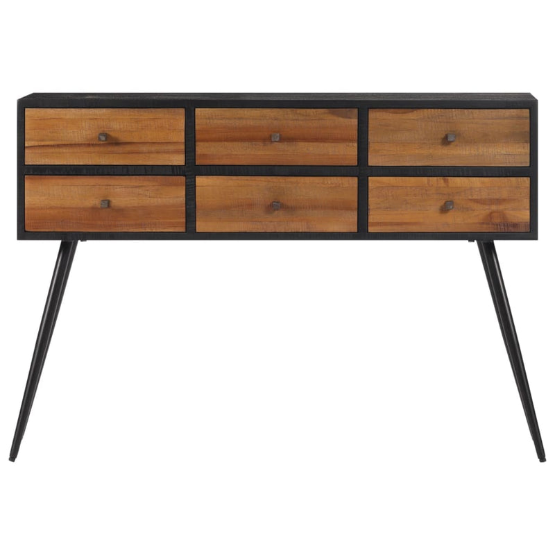 vidaXL tömör újrahasznosított tíkfa tálalóasztal fiókkal 116x30x76 cm