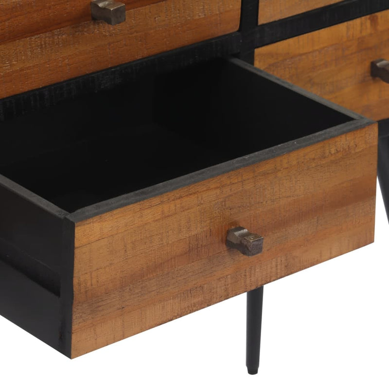 vidaXL tömör újrahasznosított tíkfa tálalóasztal fiókkal 116x30x76 cm