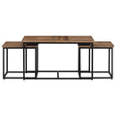 vidaXL 3 db tömör tíkfa rakásolható dohányzóasztal