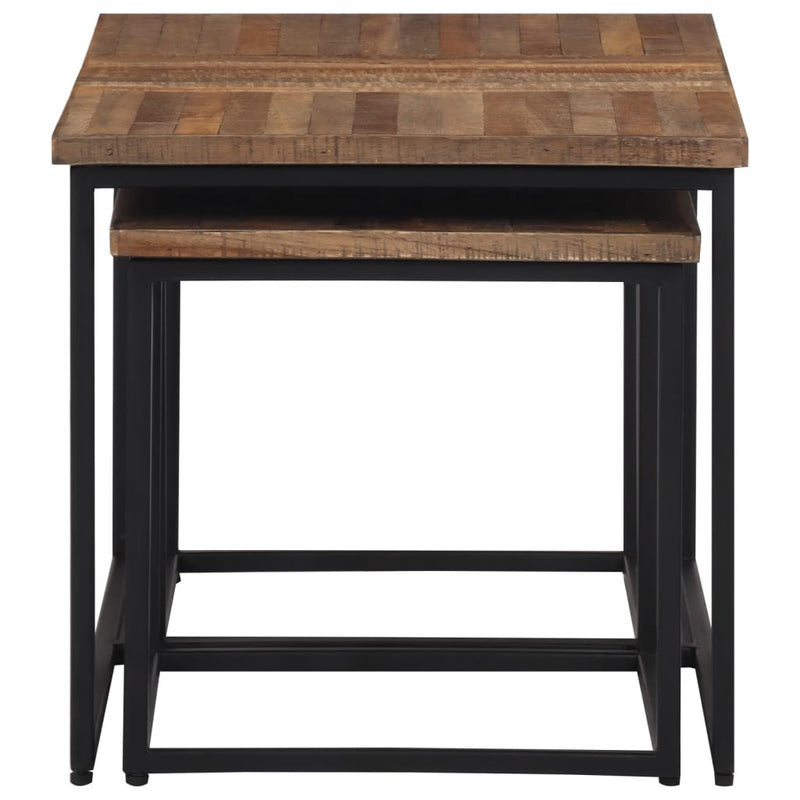 vidaXL 3 db tömör tíkfa rakásolható dohányzóasztal