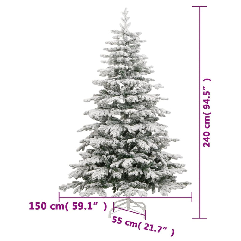 vidaXL csuklópántos műkarácsonyfa hóval 240 cm