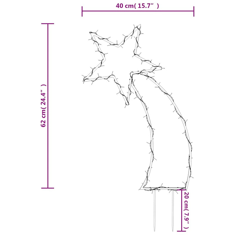 vidaXL karácsonyi hullócsillag fénydekoráció cövekkel 80 LED 62 cm