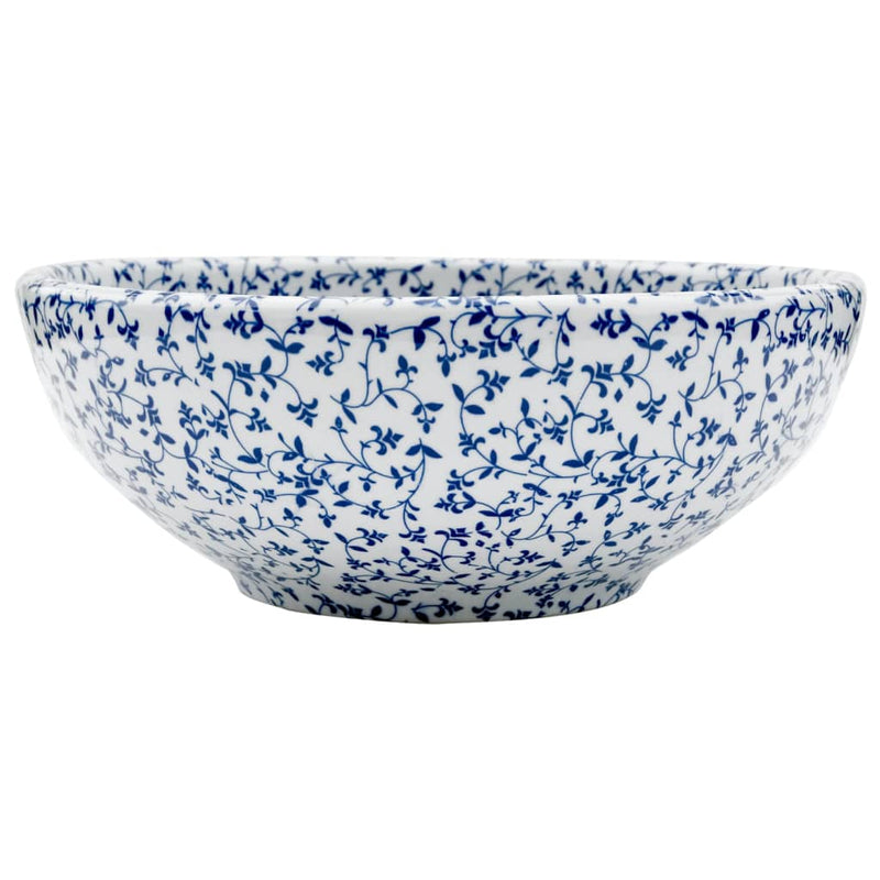 vidaXL fehér-kék kerámia kerek asztali mosdó Φ41 x 14 cm
