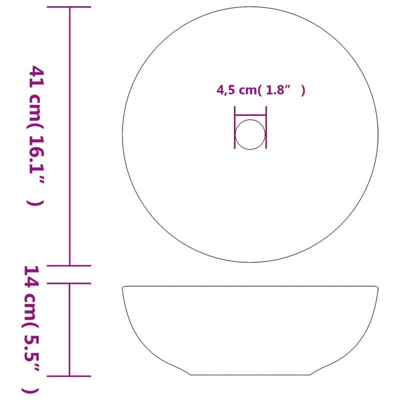 vidaXL fehér és sárga kerámia kerek asztali mosdó Φ41 x 14 cm