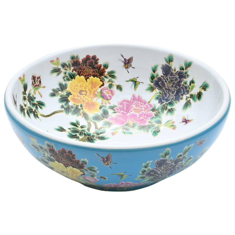 vidaXL többszínű kerámia kerek asztali mosdó Φ41 x 14 cm
