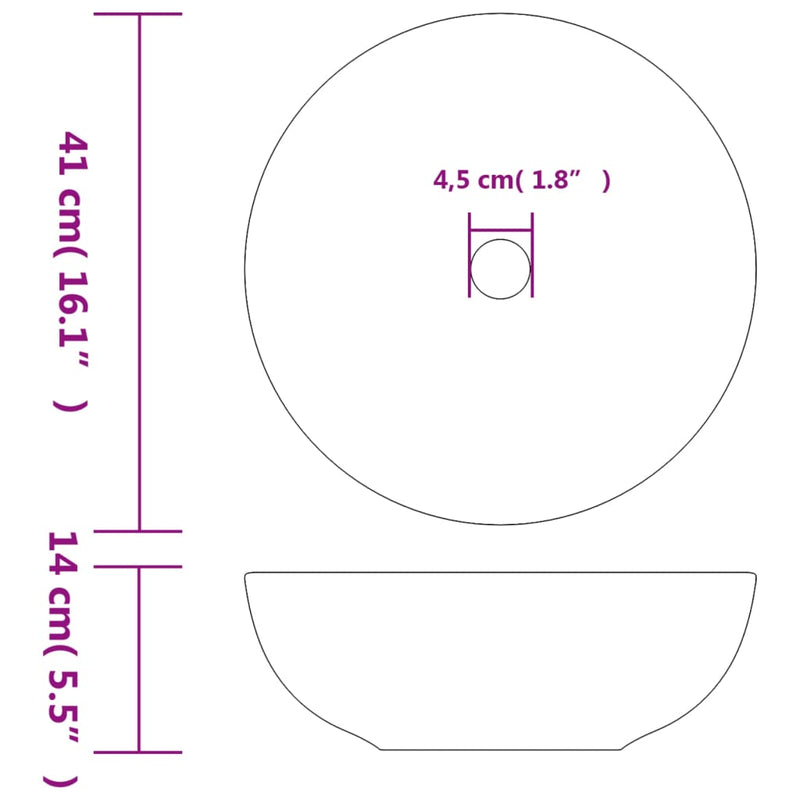 vidaXL szürke kerámia kerek asztali mosdó Φ41 x 14 cm