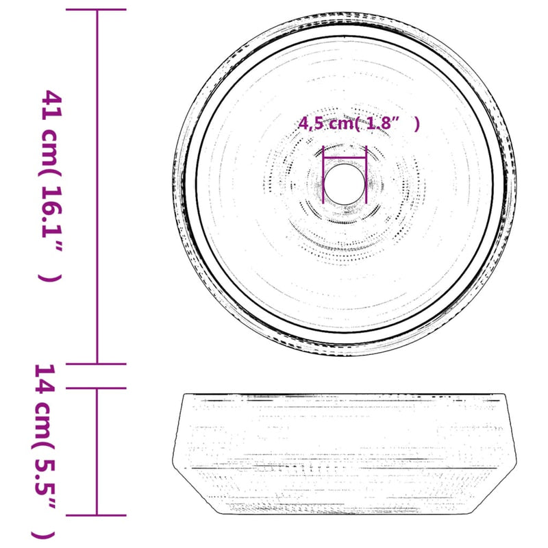 vidaXL szürke kerámia kerek asztali mosdó Φ41 x 14 cm