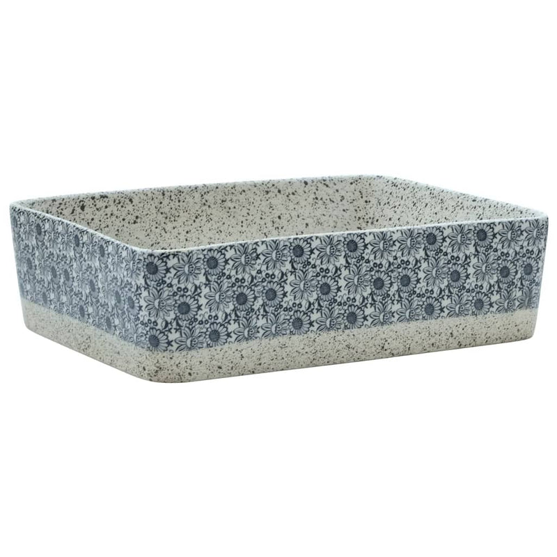 vidaXL szürke és kék kerámia négyszögletes asztali mosdó 46x35,5x13 cm