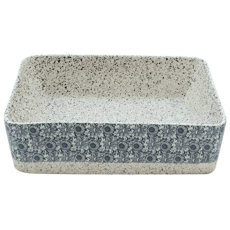 vidaXL szürke és kék kerámia négyszögletes asztali mosdó 46x35,5x13 cm