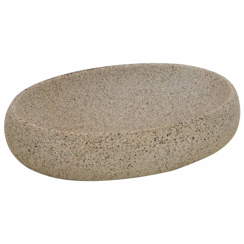 vidaXL homoszínű kerámia ovális asztali mosdó 59 x 40 x 15 cm
