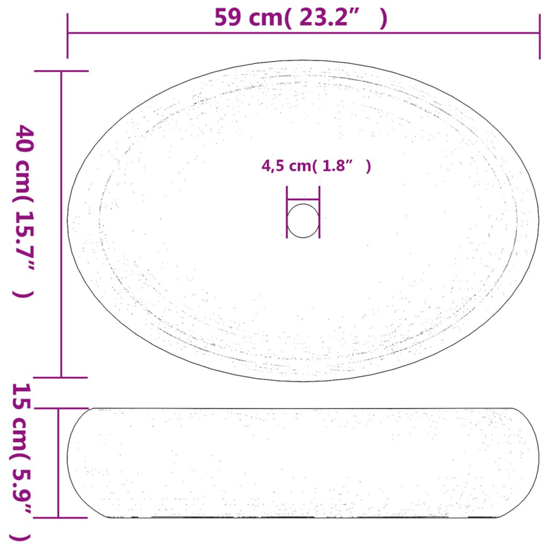 vidaXL fekete és barna kerámia ovális asztali mosdó 59 x 40 x 15 cm