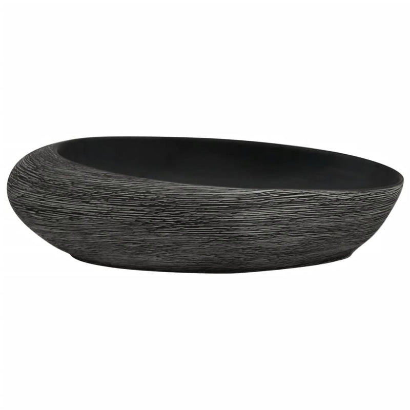 vidaXL szürke és fekete kerámia ovális asztali mosdó 59 x 40 x 14 cm