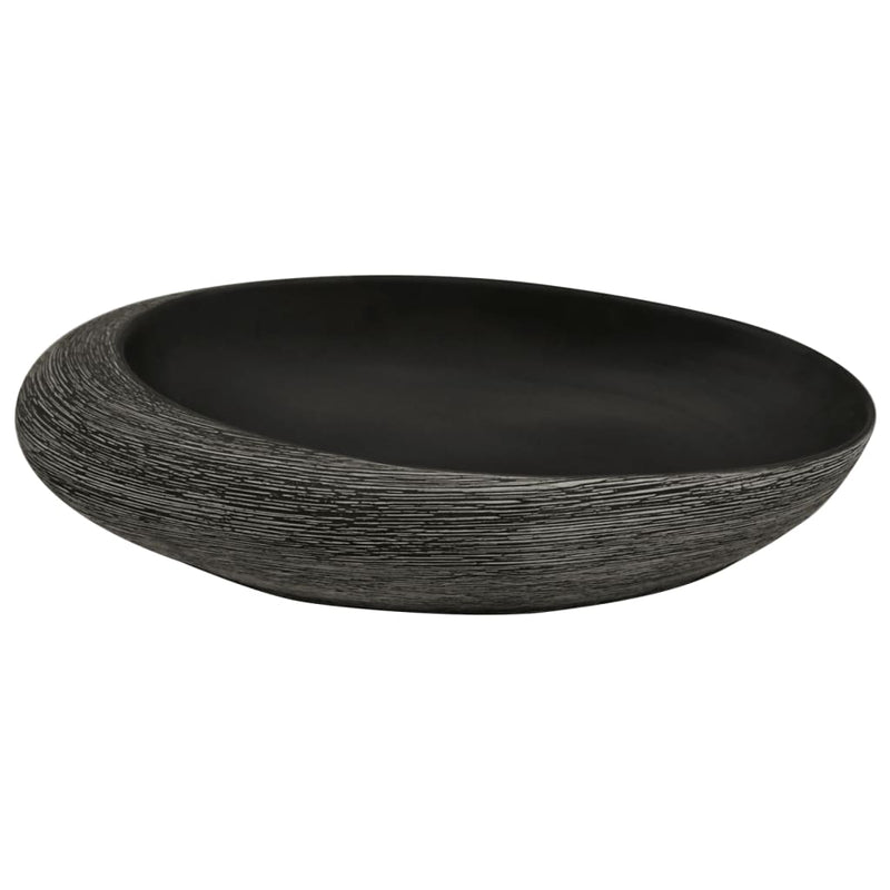 vidaXL szürke és fekete kerámia ovális asztali mosdó 59 x 40 x 14 cm