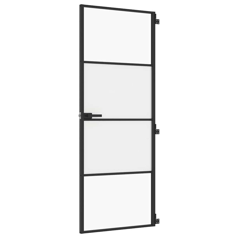 vidaXL fekete edzett üveg és alumínium vékony beltéri ajtó 76x201,5 cm