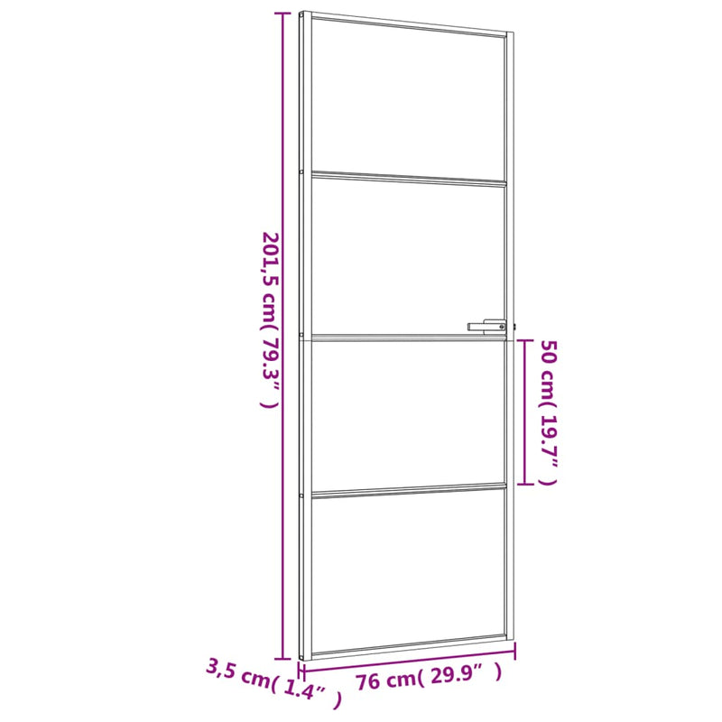 vidaXL fekete edzett üveg és alumínium vékony beltéri ajtó 76x201,5 cm