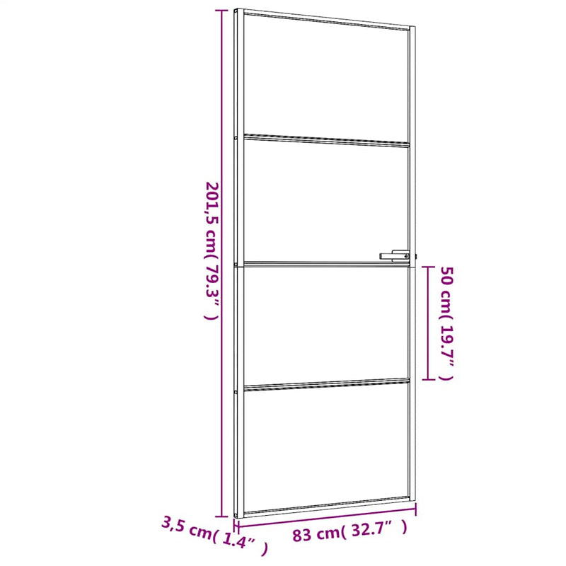vidaXL fekete edzett üveg és alumínium vékony beltéri ajtó 83x201,5 cm