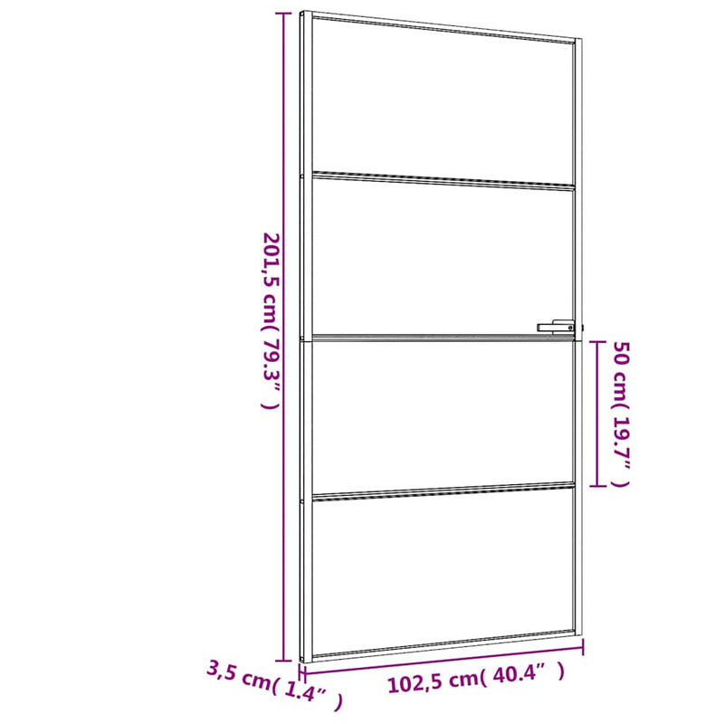 vidaXL fekete edzett üveg és alumínium beltéri ajtó 102,5x201,5 cm
