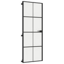 vidaXL fekete edzett üveg és alumínium vékony beltéri ajtó 76x201,5 cm
