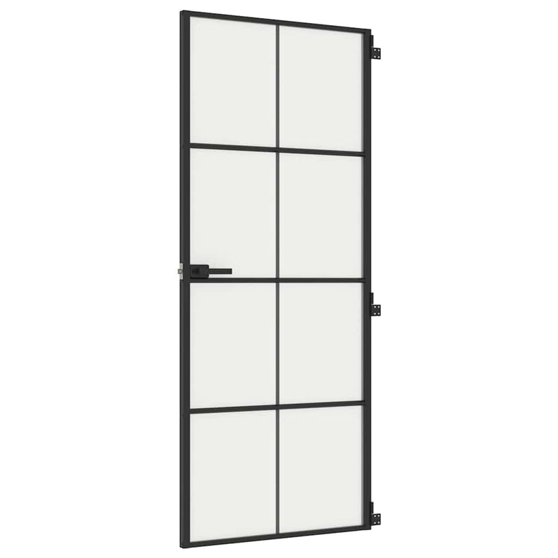 vidaXL fekete edzett üveg és alumínium vékony beltéri ajtó 83x201,5 cm