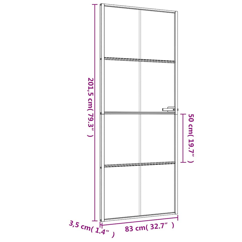 vidaXL fekete edzett üveg és alumínium vékony beltéri ajtó 83x201,5 cm