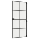 vidaXL fekete edzett üveg és alumínium vékony beltéri ajtó 93x201,5 cm