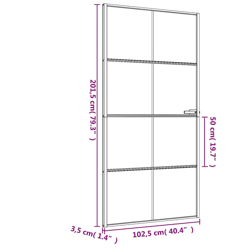 vidaXL fekete edzett üveg és alumínium beltéri ajtó 102,5x201,5 cm