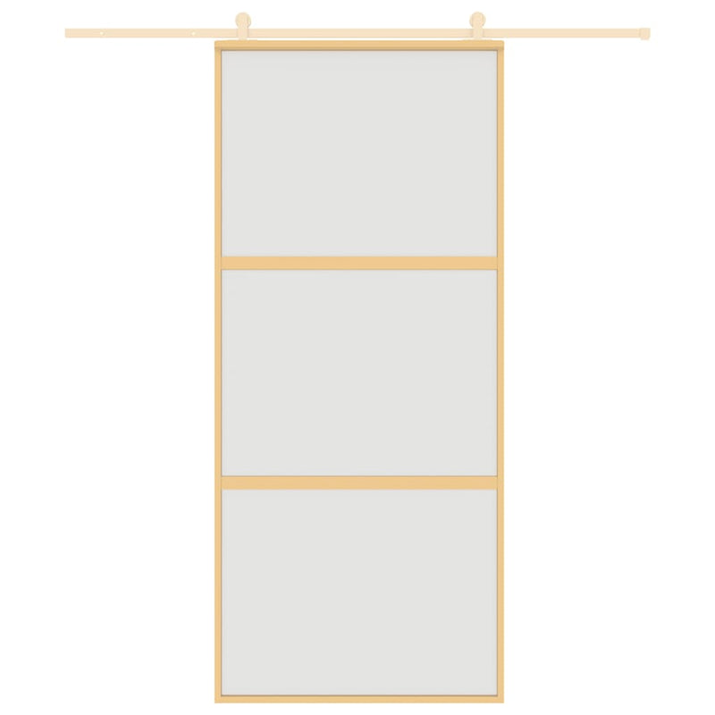 vidaXL aranyszínű ESG tejüveg és alumínium tolóajtó 90 x 205 cm