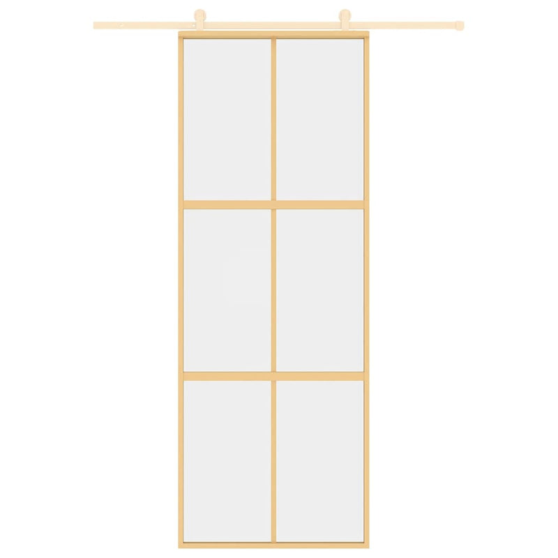 vidaXL aranyszínű átlátszó ESG üveg és alumínium tolóajtó 76 x 205 cm