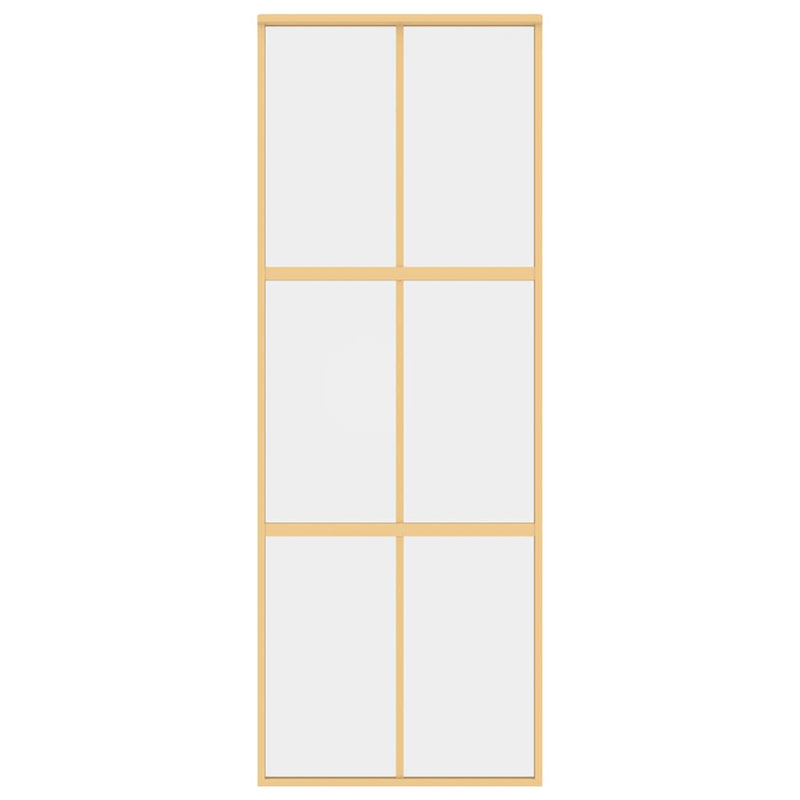 vidaXL aranyszínű átlátszó ESG üveg és alumínium tolóajtó 76 x 205 cm