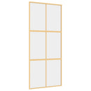 vidaXL aranyszínű átlátszó ESG üveg és alumínium tolóajtó 90 x 205 cm